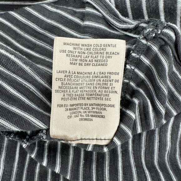 Anthropologie Striped Long Sleeve V Neck Top With Lace & Button Accents Size S - Picture 7 of 8
